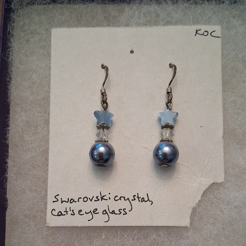 Swarovski Blue Crystal and Glass Earrings